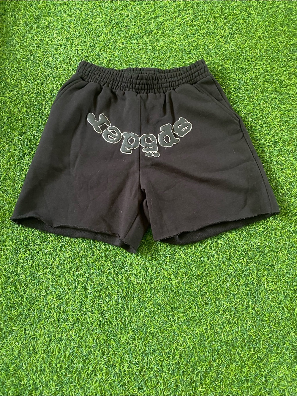 Black Athletic Men’s Shorts with Embellished Front Detail
